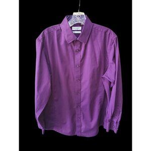 Alex Vando Men's Cotton Stretch Long Sleeve Dress Shirt Purple M